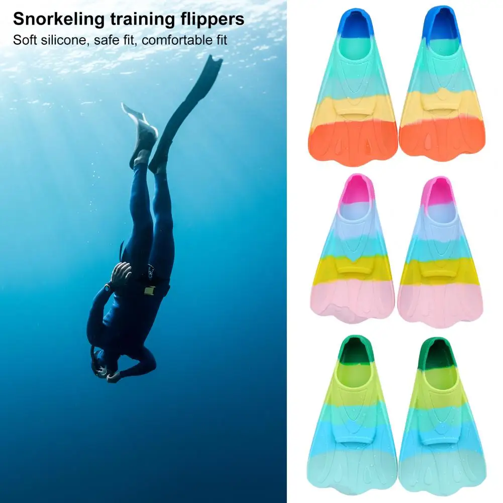 

1 Pair Kids Swim Fins Silicone Flippers Wear Resistant Non-Slip Design Friendly To Skin Swimming Training Fins Accessories