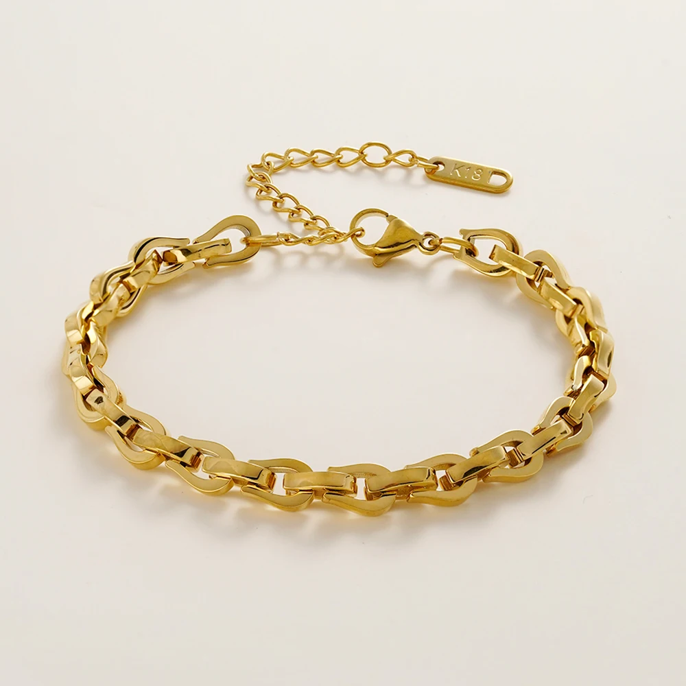 

ENFASHION Pulseras U-образный браслет-цепочка для женщин, нержавеющая сталь, 18-каратное золото, модные уличные украшения B252648