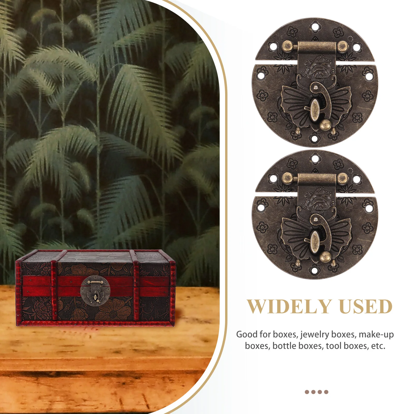 

2 pcs Vintage Lock Buckle Small Latch Zinc Alloy Jewelry Box Clasp Gift Vintage Jewelry Box Buckle Cabinet Hardware Attachment