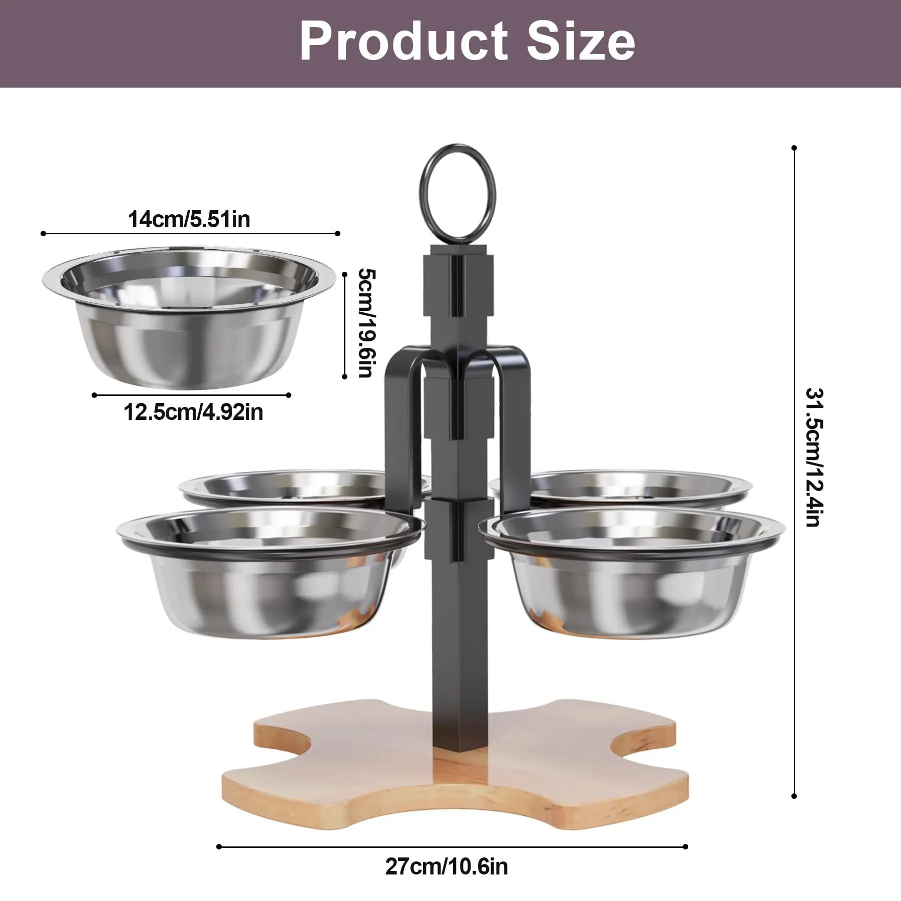 

Cat Dogs Adjustable Height Feeding Drinking Set High Platform Ease Neck Strain Comfy Eating, Elevated Pet Bowls With Stand