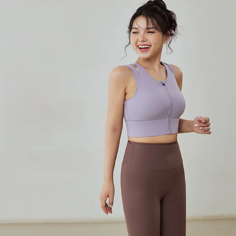 

Спортивный бюстгальтер больших размеров для женщин, высокопрочный противоударный жилет для бега на молнии спереди, антипровисающее нижнее белье для фитнеса для полных девушек