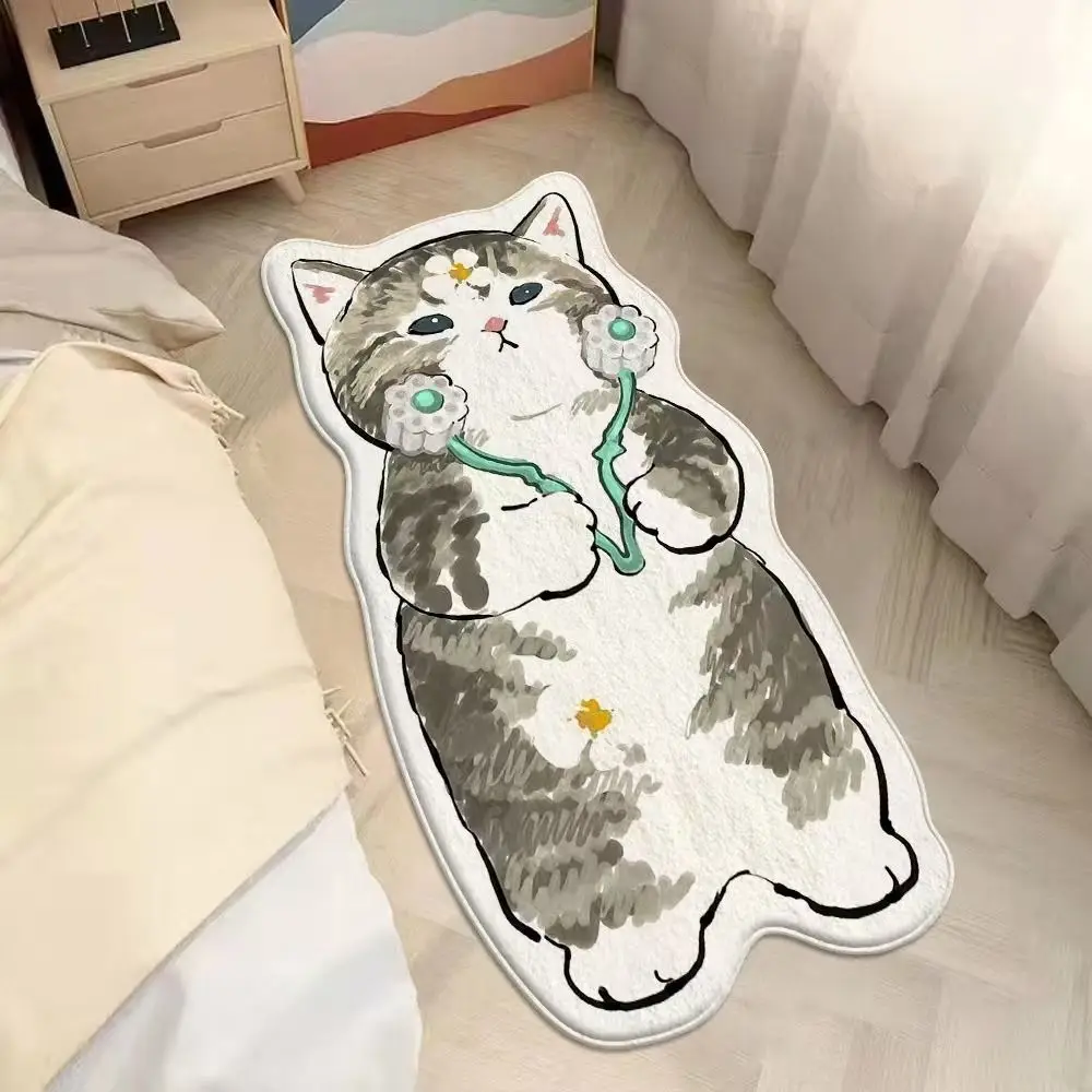 Decorative Anti-slip Imitation Cashmere Carpet Machine Washable Dirty Resistant Floor Mat Cartoon Shaped Pet Carpet Home