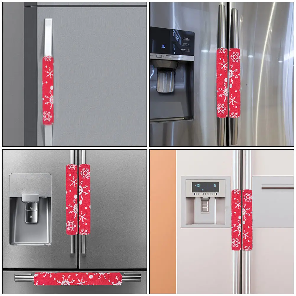 

3Pcs Refrigerator Handle Covers Christmas Snowflake Pattern Washable Fabric Protectors for Fridge Door Oven Microwave Dishwasher