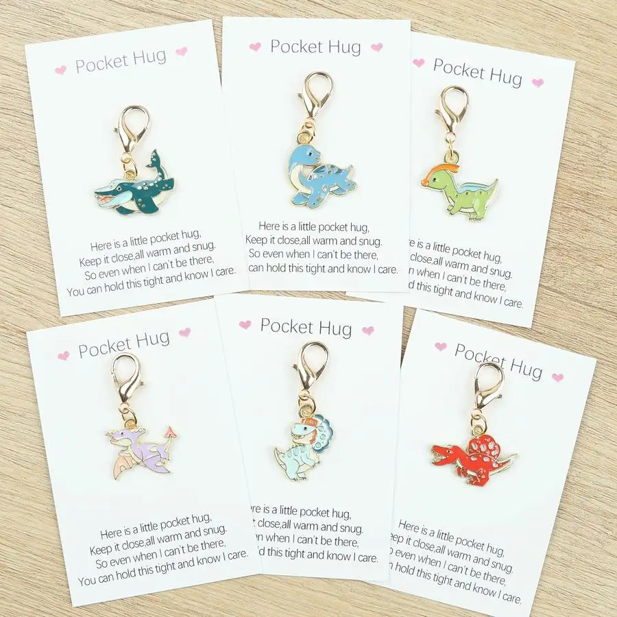 1/5/10/20/50/100pcs s/s Whimsical Dinosaur Keychain Charms – Alloy Cartoon Animal Pendants with a Heartwarming 