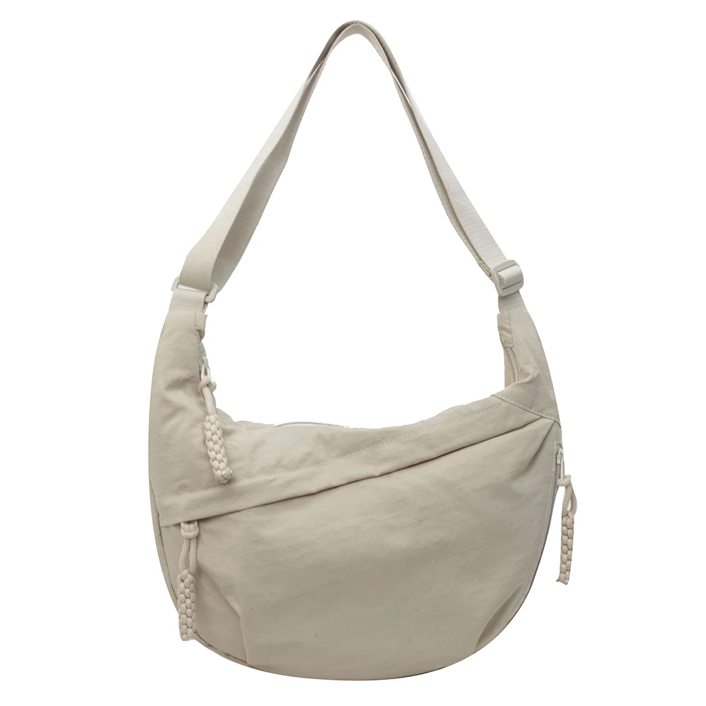 حقيبة الهلال للنساء والرجال حقائب كروس من النايلون متعددة الجيوب حقيبة رافعة حقائب هوبو واسعة حقيبة القمر حقيبة زلابية مترهل