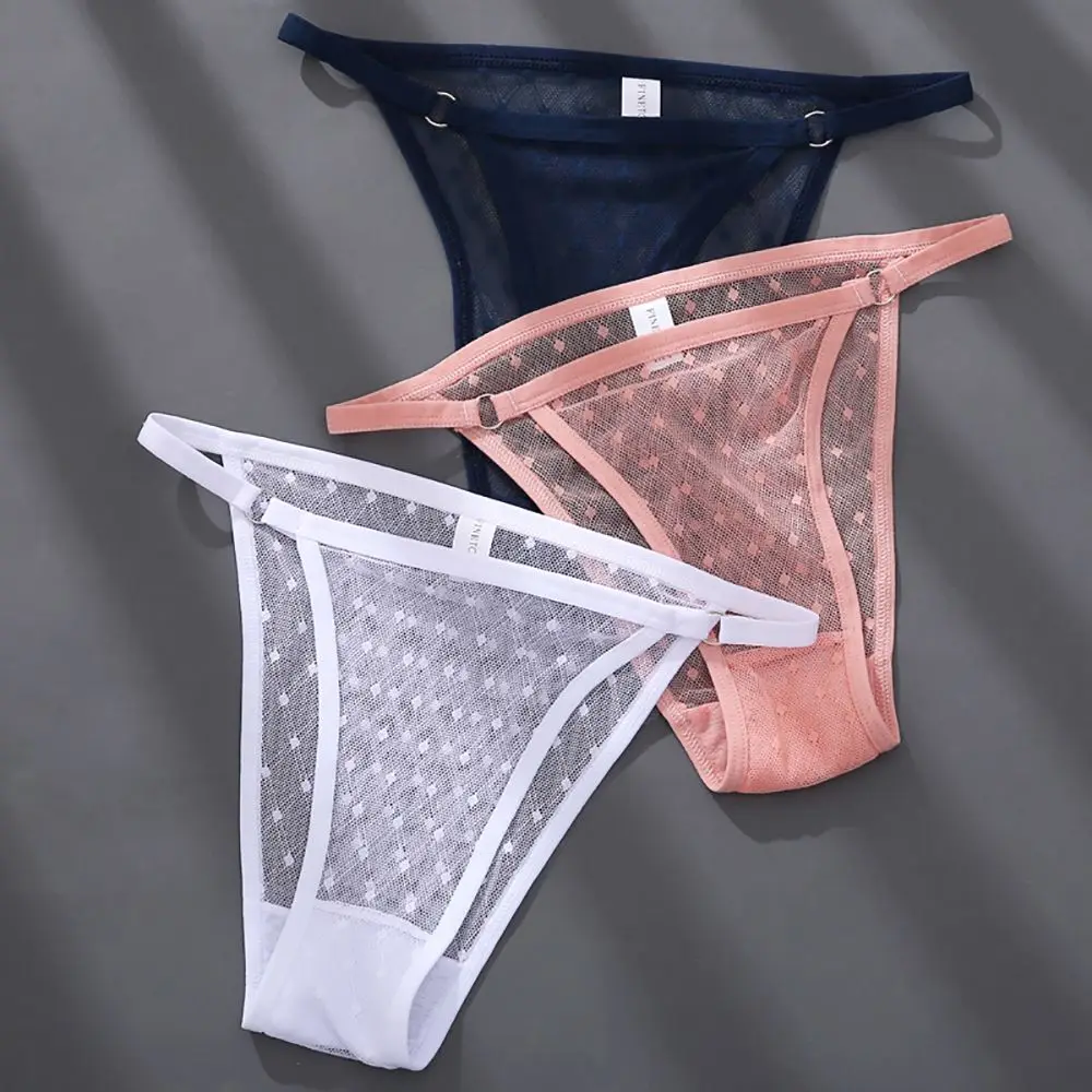 Seamless Sexy Bandage Cotton crotch Ladies Plaid Lingeries Lace Briefs Women Thong Mesh Panties