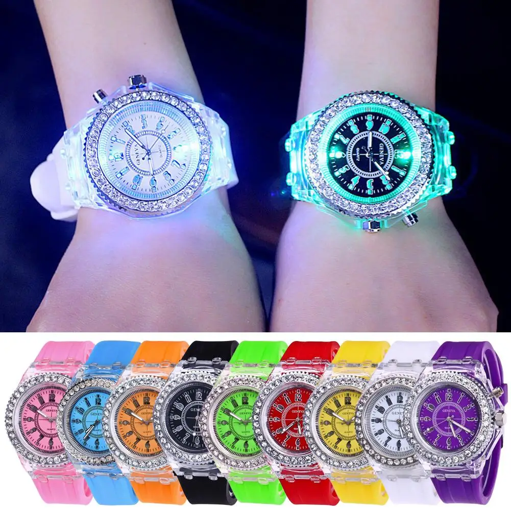 LED Fashion Luminous Watch for Women Silicone Strap Glow-in-the-Dark Timepiece