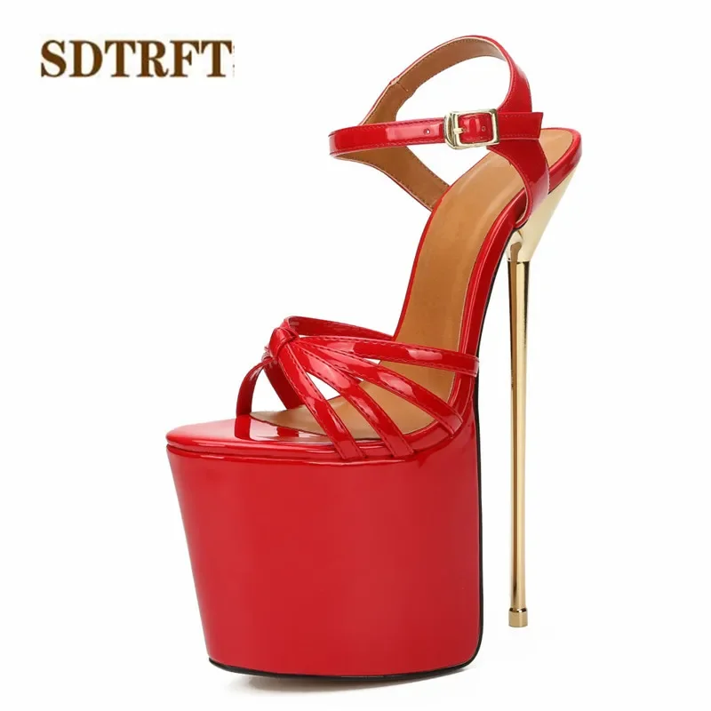 SDTRFT Women Gladiator Party Sandals Summer 22cm Thin High Heels Dress Platforms Shoes Peep Toe Buckle Pumps Plus:38-44 45 46