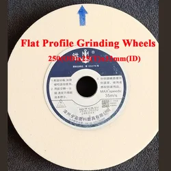 1PCS WA60L 250*25*32mm White Corundum Grinding wheel for turning tool y twist drill Flat Profile abrasive disc for cutting burrs