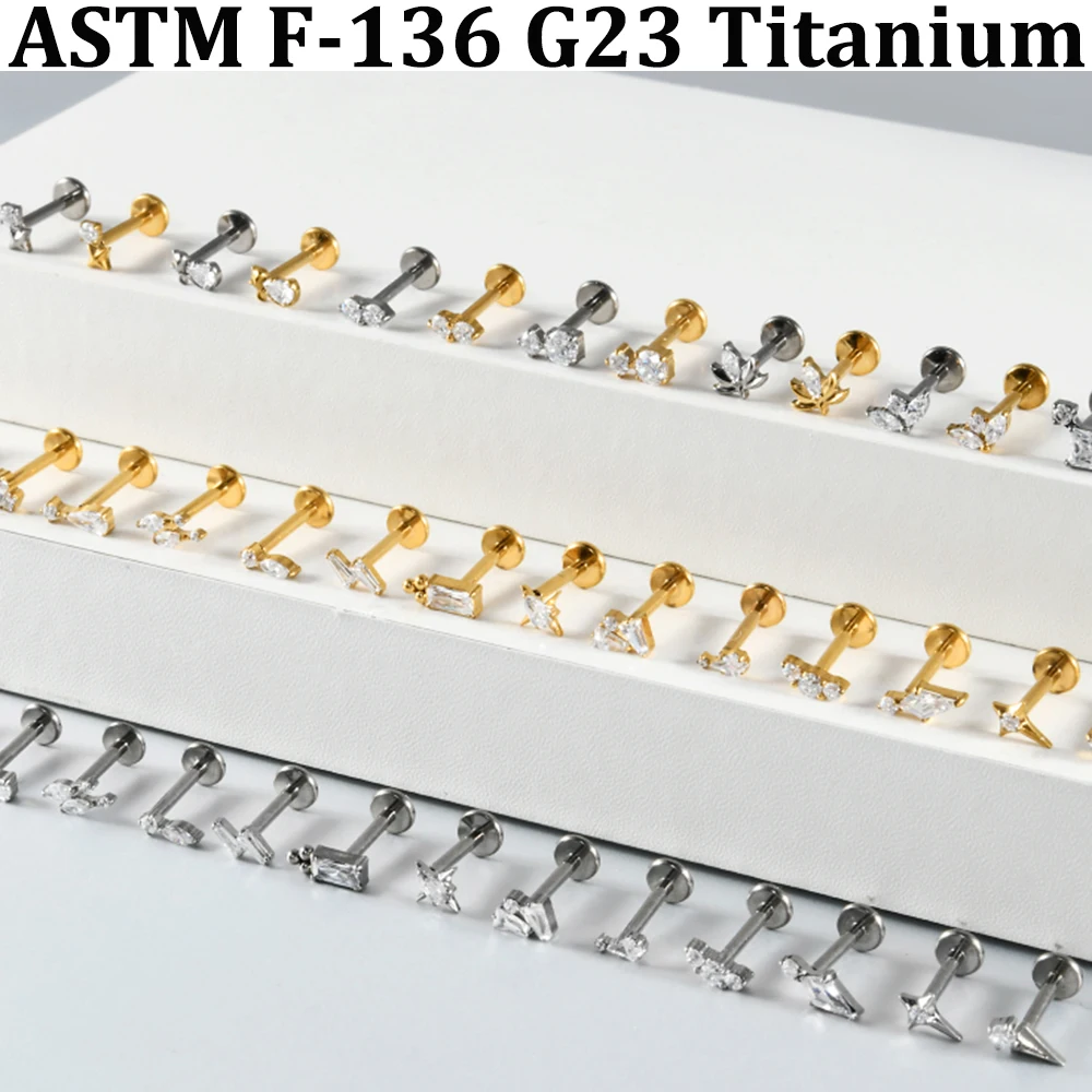 1 Stück Silber- und Goldplattierter Lippen- und Nasenpiercing aus G23 Titanlegierung mit Innenschraube für Ohrknorpel, Tragus, Conch und Rook – Detail 5