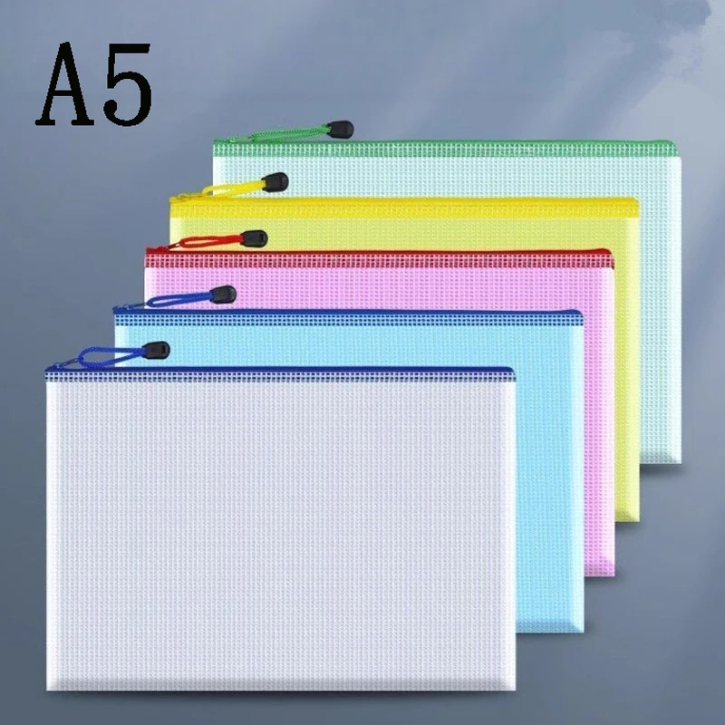 A5 PVC-Netz-Reißverschlusstasche Aufbewahrungstasche für Kleinteile - Schreibwaren Kosmetik Reisezubehör Papier