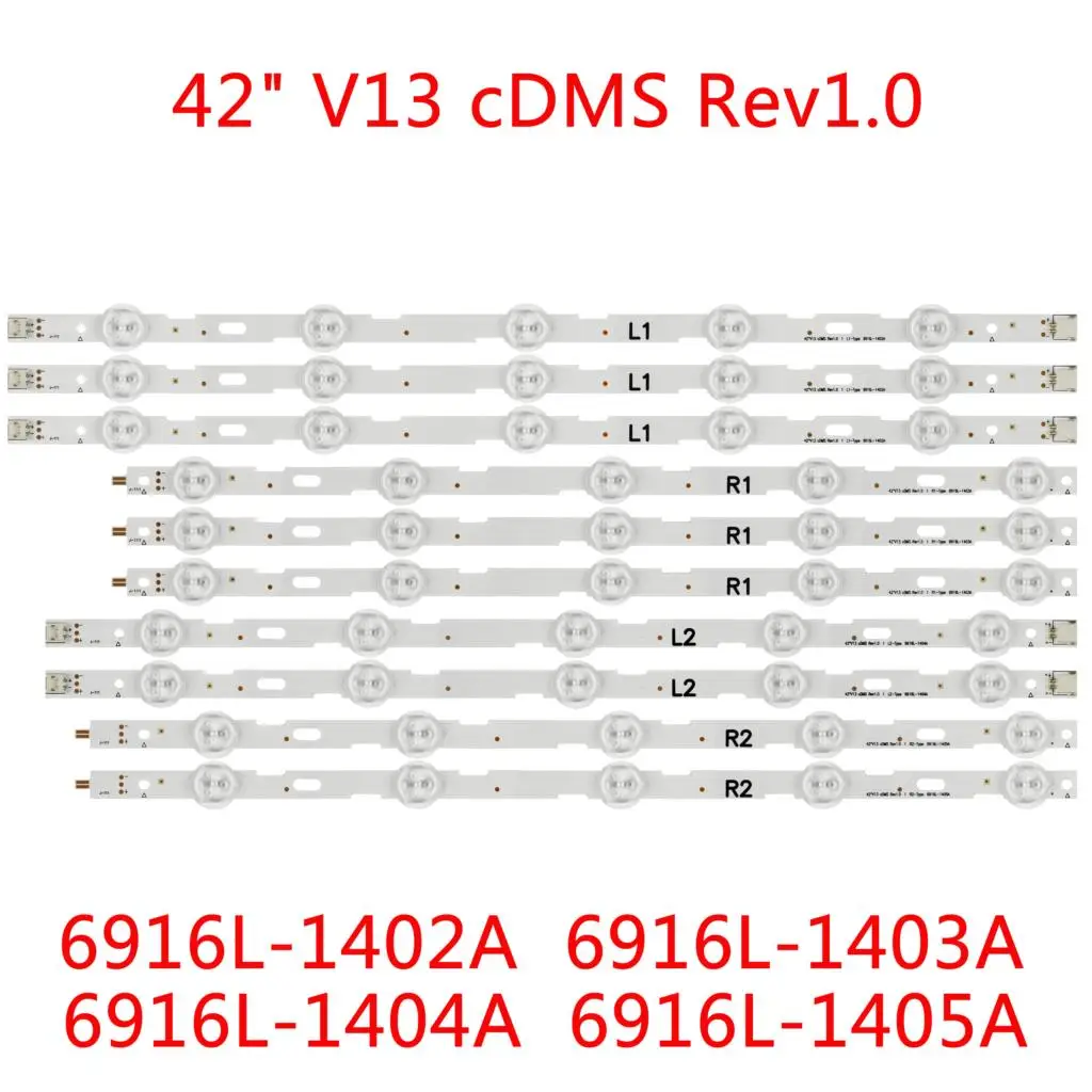 

10pcs x LED Backlight Strip for LG 42LN5200 42" V13 cDMS Rev1.0 6916L-1402A 6916L-1403A 6916L-1404A 6916L-1405A AGF78379401