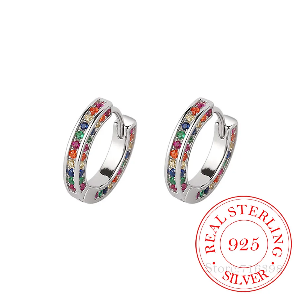 

Серьги-кольца женские из серебра 925 пробы с разноцветными кристаллами