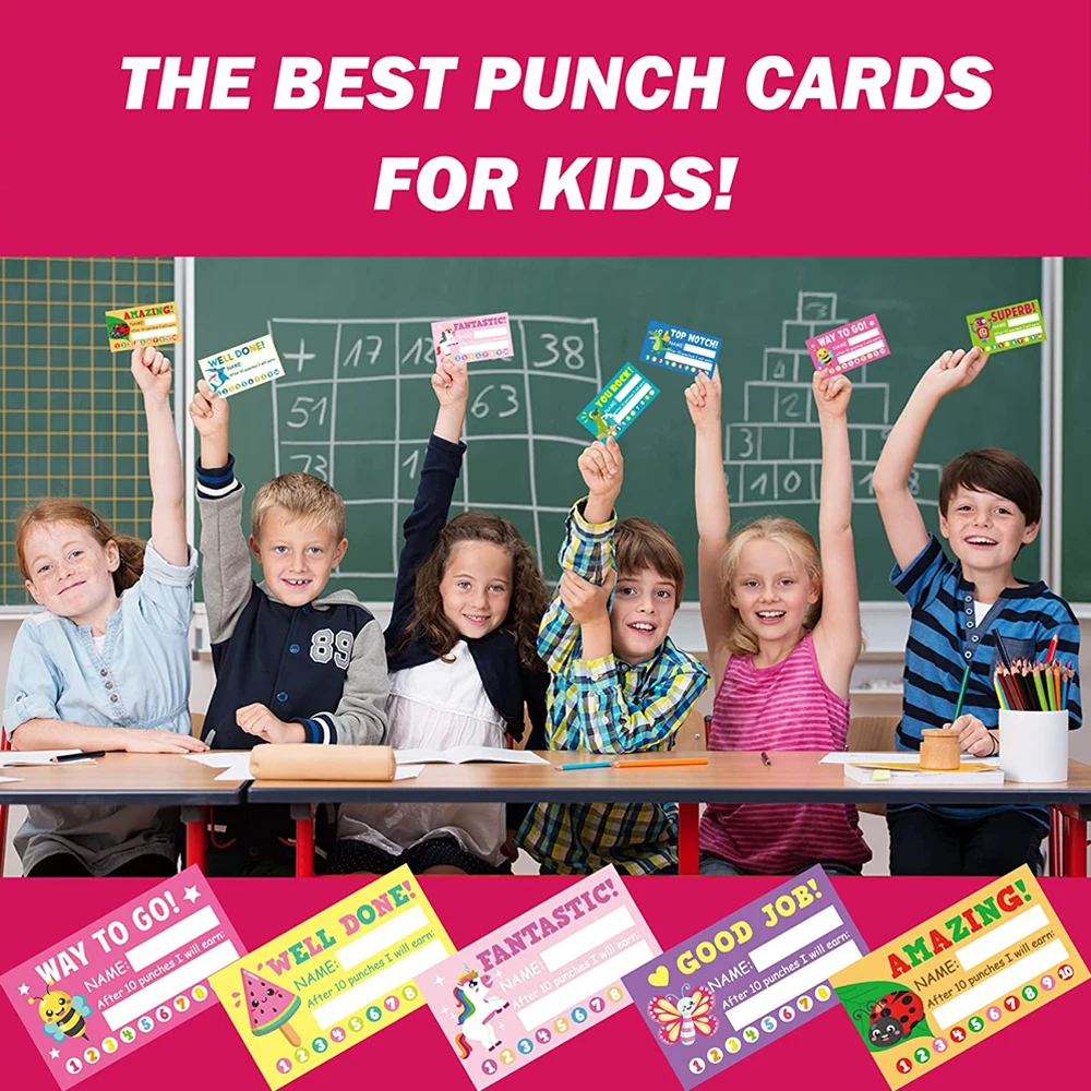 10-50 Pcs Behavior Punch Cards for Kids Reward Chart Loyalty Classroom Motivational Students Teachers Business 14 Styles Animal