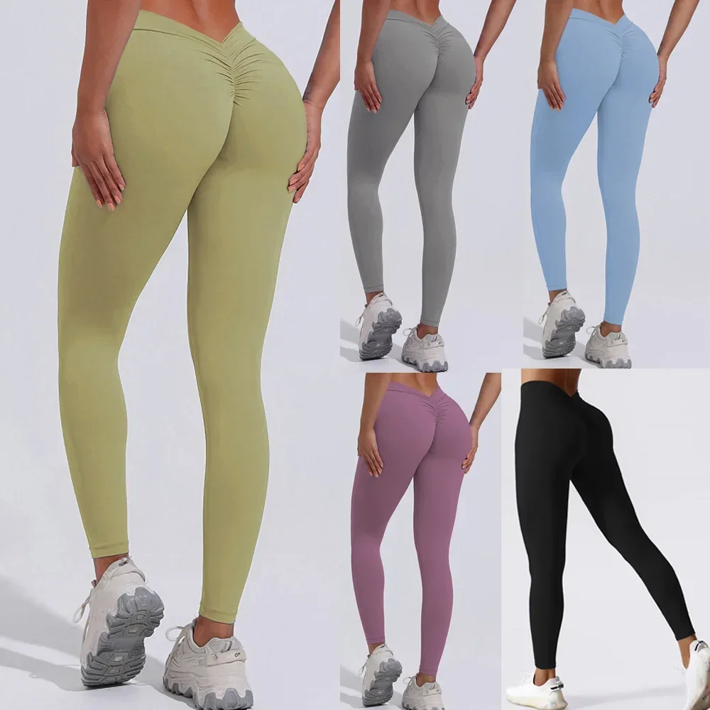 NADANBAO-Leggings sexy froissés pour femmes, collants push-up, taille en V dans le dos, legging de sport fitness, pantalon de yoga pour femmes, 2025