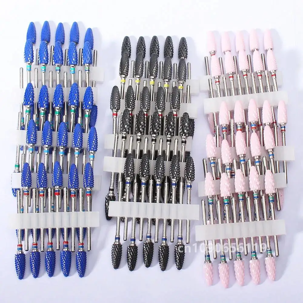 10pc/Set Pink Ceramic Milling Cutter Nail Drill Bits for Manicure Drills Electric Cuticle Remove File Nail Art Tools Accessories