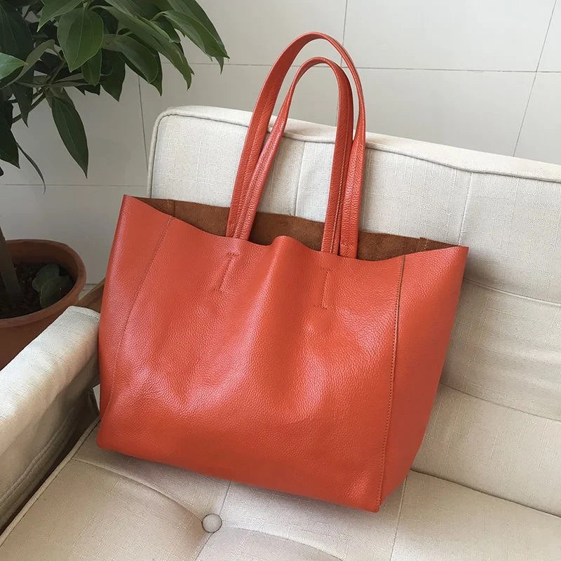 Genuine Leather Women big Shoulder Bag Soft New Luxury Natural Leather Bag Laptop Handmade Large korea new Handbag tote bag