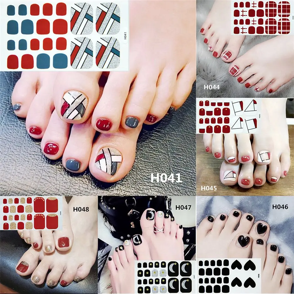 22PCS Feet Stickers Nail Art Self-Adhesive Toe Nail Wraps Nail Strips Fake Nails Stickers Toe Nail Stickers