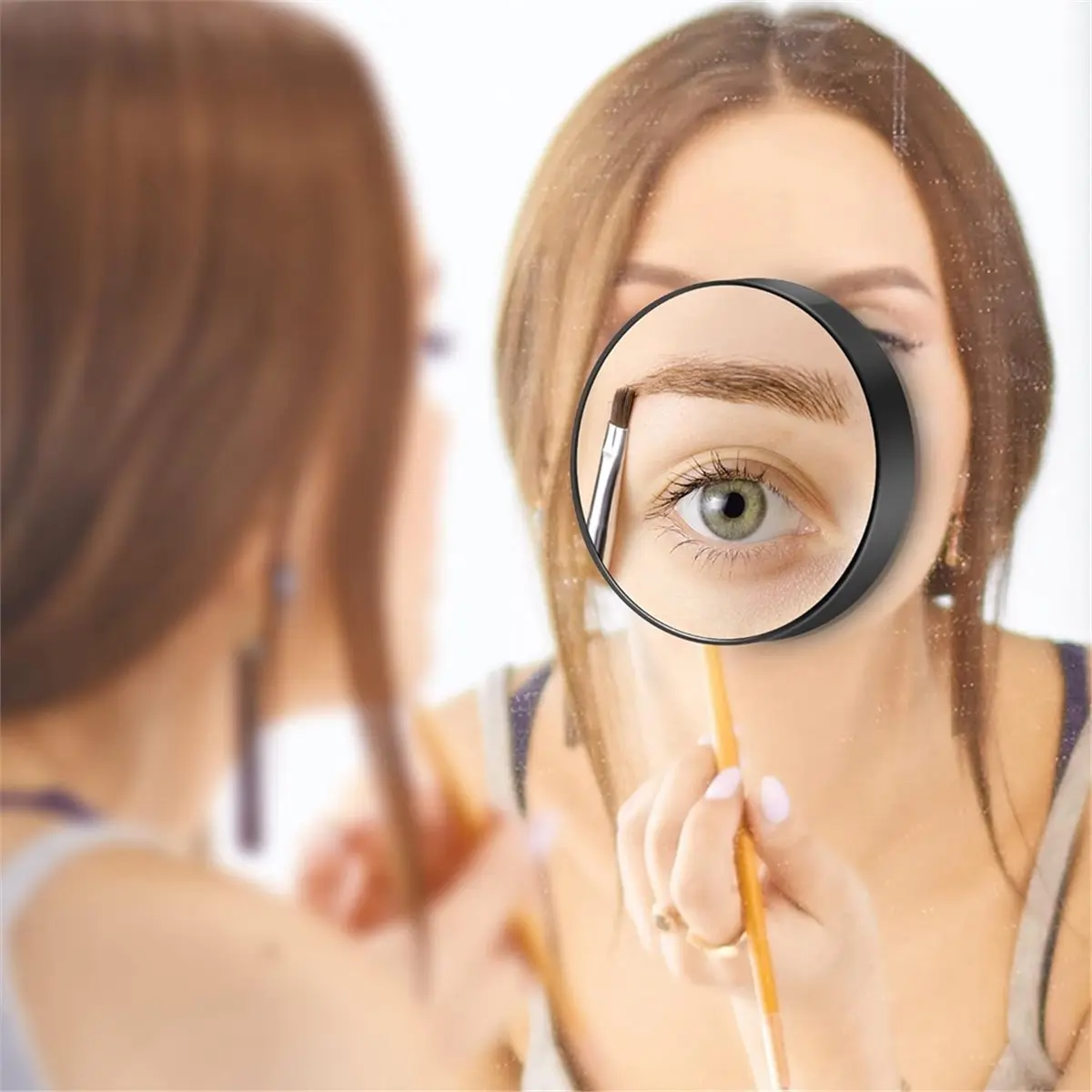 【TODAY-BUY】~@ 40X Magnifying Mirror 3.5 Inch Round Compact Mirror with Suction Cup for Makeup Eyebrows Beards Travel