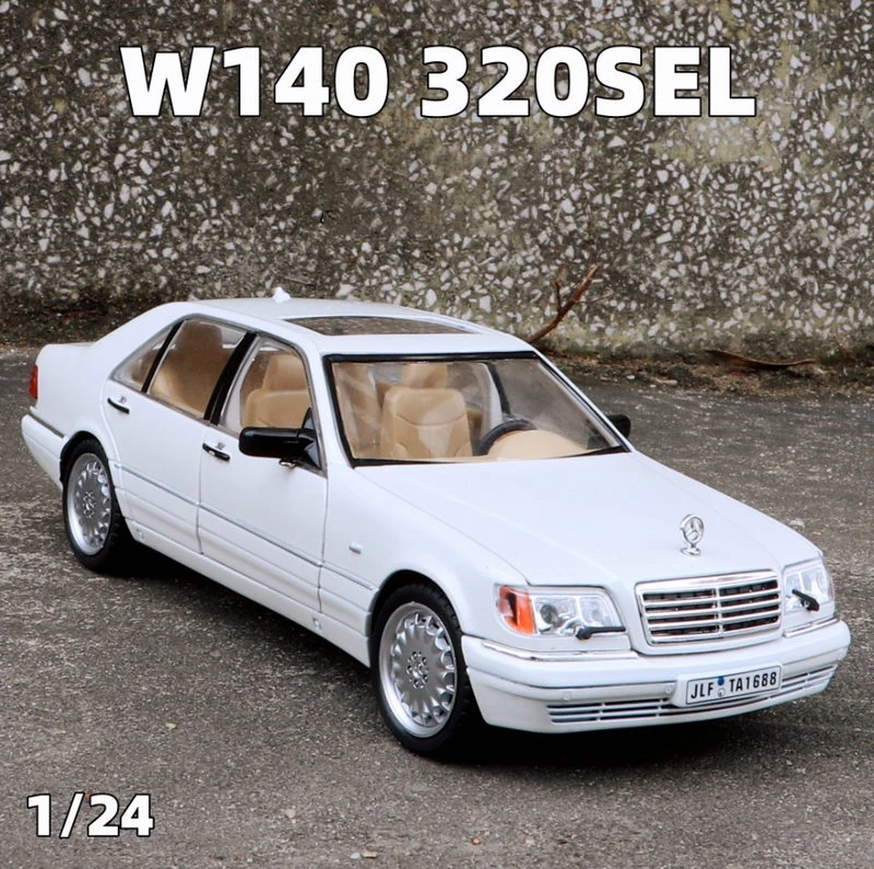 子供用合金カーモデル,1:24, Benz S-W140 320el,サウンドとライト,プルバック,おもちゃ,収集品,誕生日プレゼント