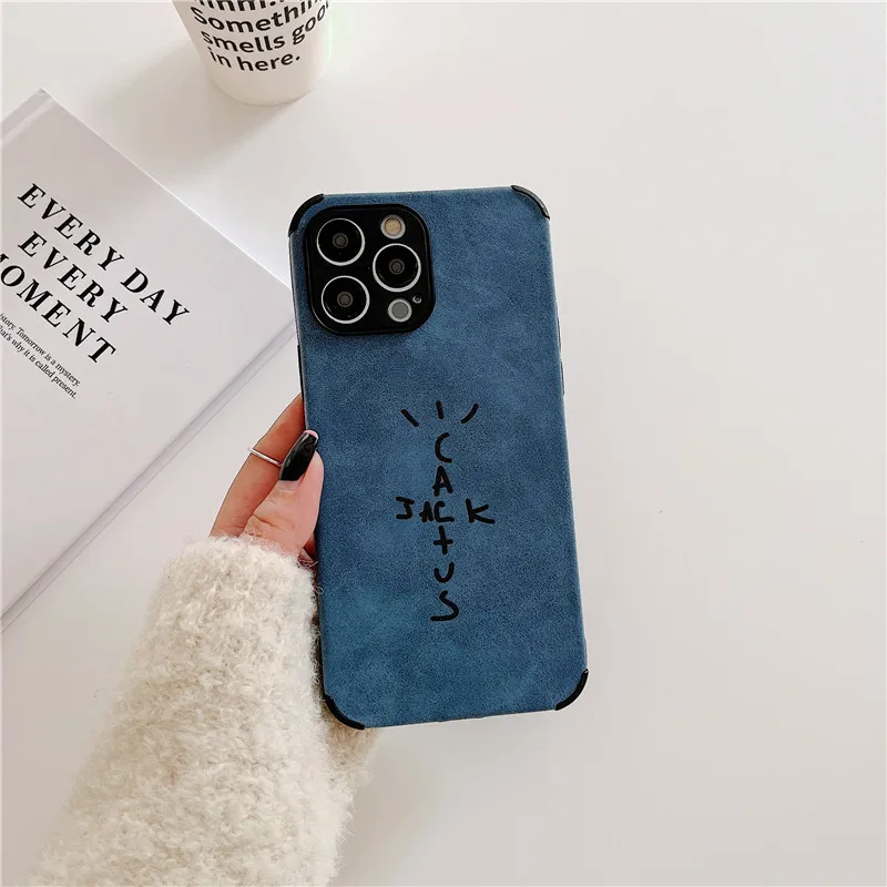 Luxury Turn fur Travis scot  leather Silicone border case for iphone 16 Pro 13 12 11 Pro Max 14 15 Japan street fashion cover