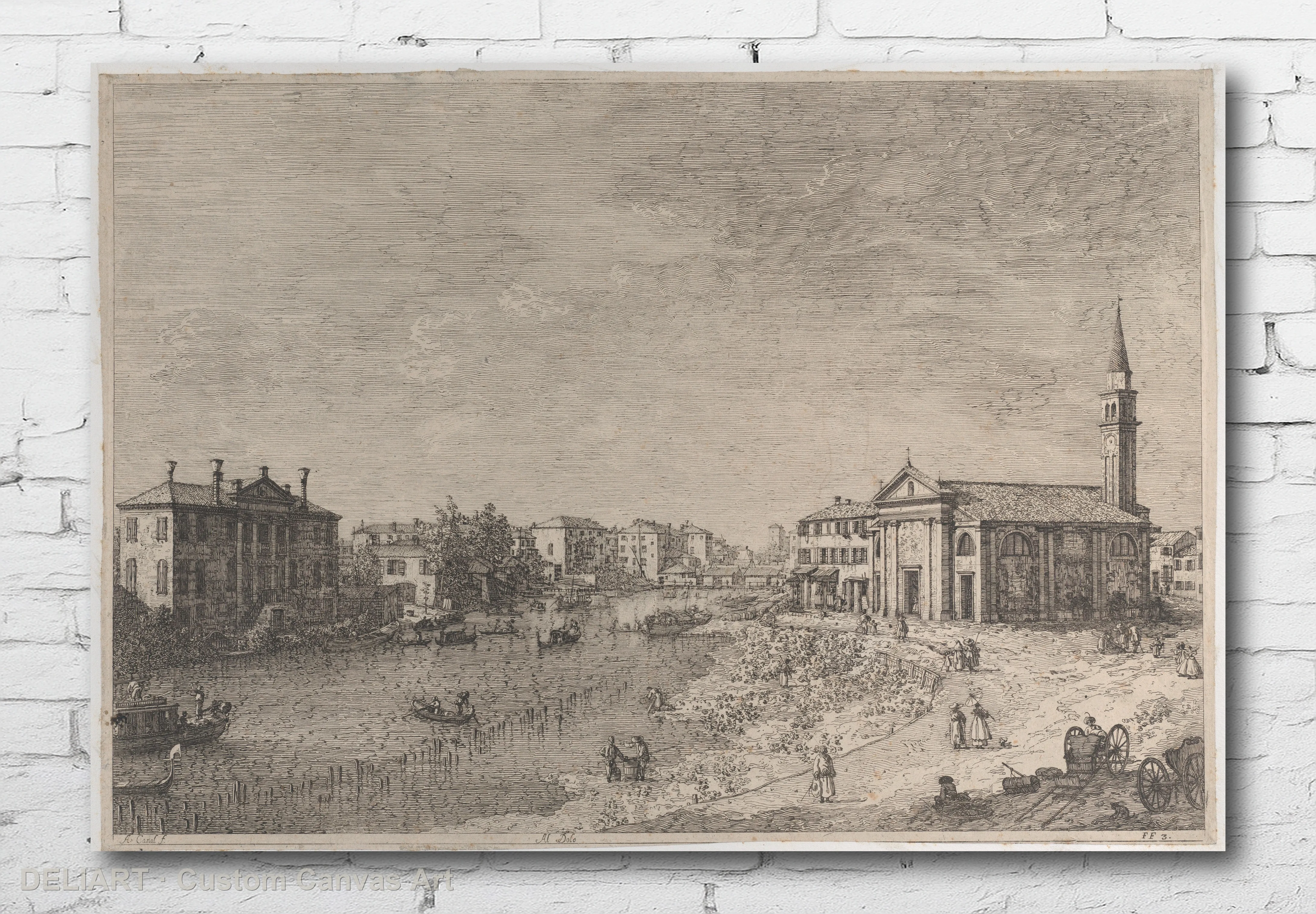Vintage City Veduta by Canaletto - Fine Art Canvas Wall Art Poster Print Vintage Home Decor Unframed