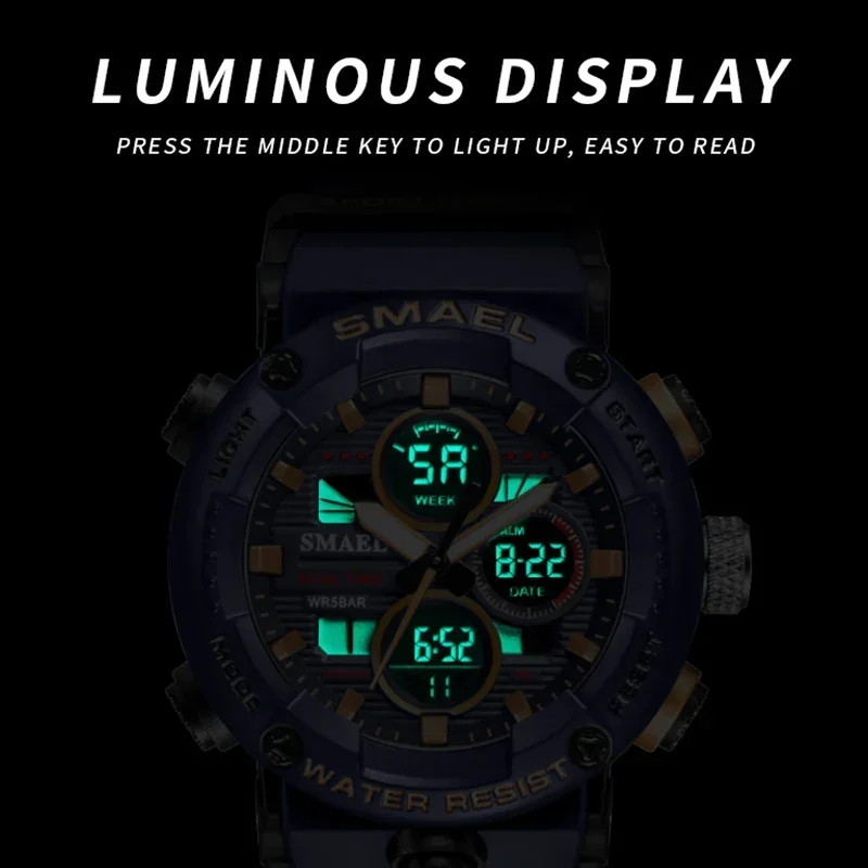 Мужские водонепроницаемые кварцевые часы с секундомером и большим циферблатом