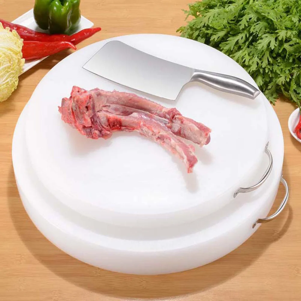 

Thick Round Plastic Cutting Board 38X2Cm With Handle Kitchen Chopping Block Non-Stick Stain Resistant Surface Space Saving For