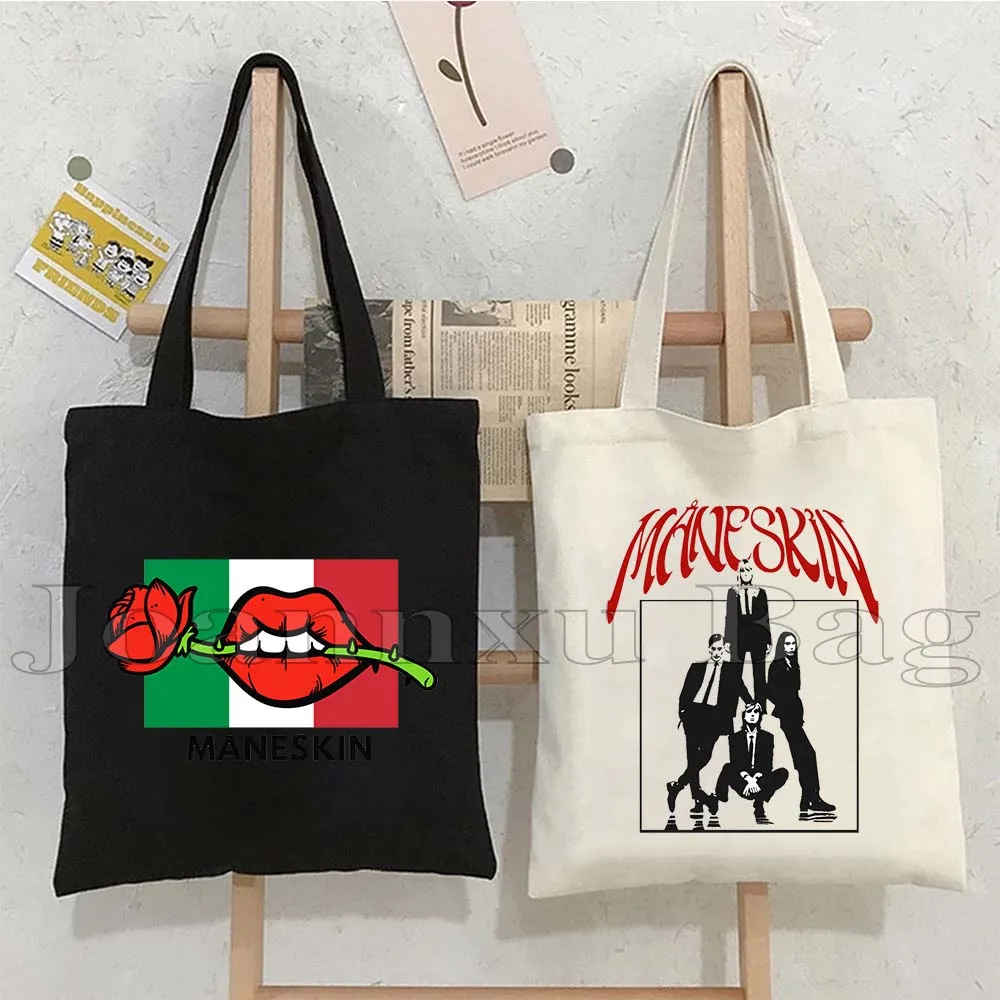 Maneskin Damiano David Italia Music Band MAMMAMIA Victoria Damian Fan Birthday Gifts Canvas Shoulder Tote Bag Shopping Handbag