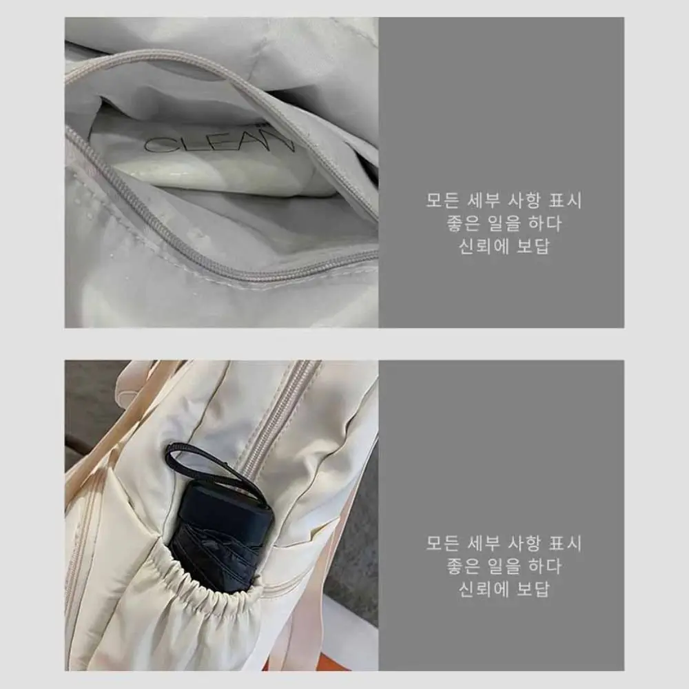 Casual Korean Style Sport Nylon Backpack Large Capacity Solid Color Travel Shoulder Bag Niche Design Nylon Fitness Bag Women