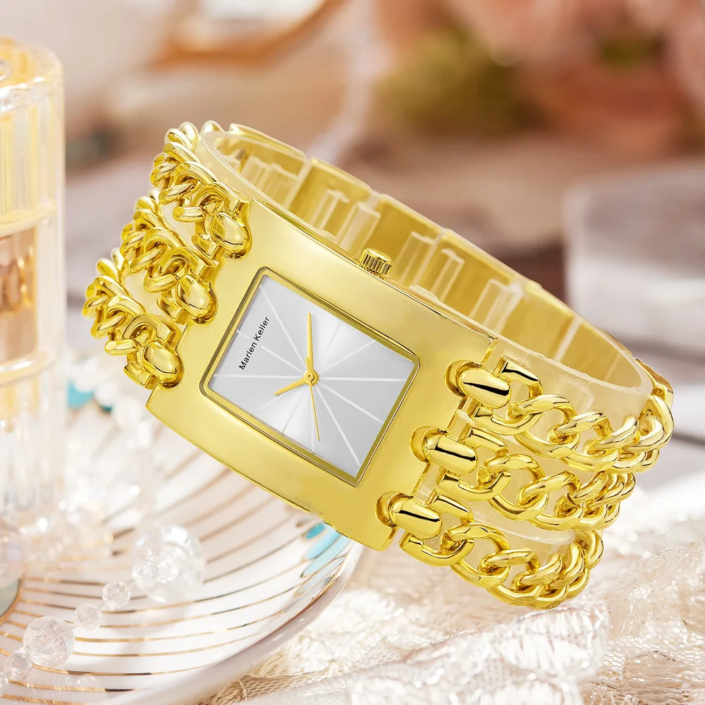 

Women's ultra-thin quartz watch Business elegant dual-use wear resistant gem mirror