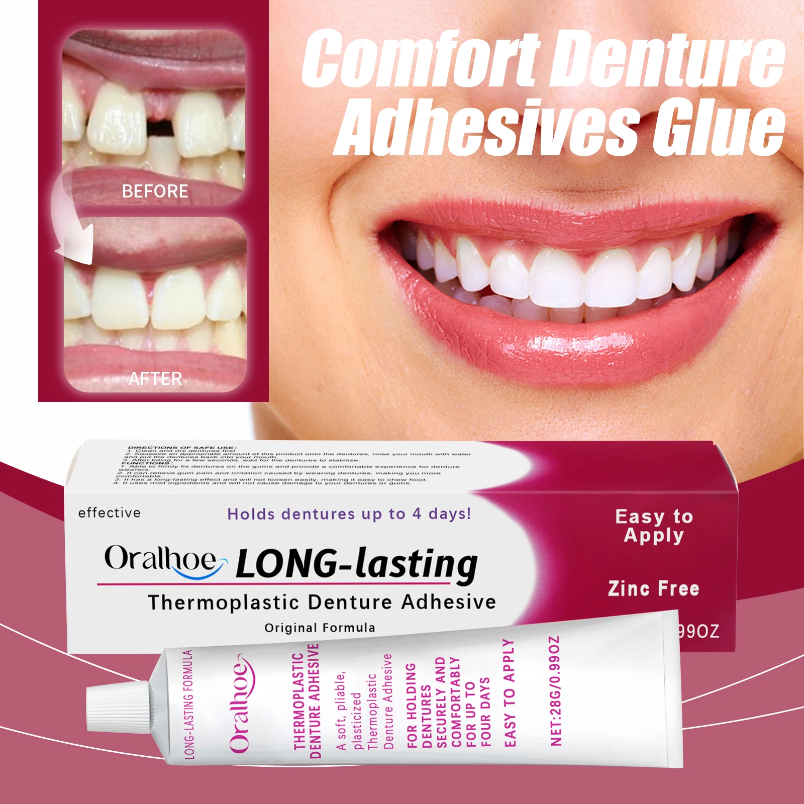 Comfort Denture Adhesives Glue Seamless Fit Hot Plastic Denture Fixation Adhesive Portable Oral Health Care Denture Solid Glue