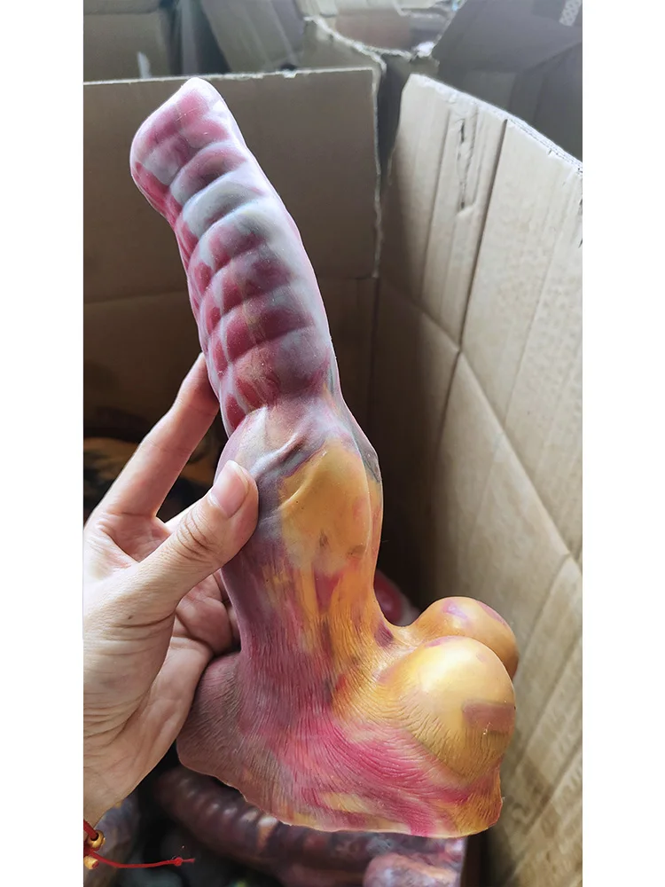 YOCY Cheap colorful silicone dildo animal wolf dog penis knot anal plug limited edition （Follower Enjoy Additional Discounts）