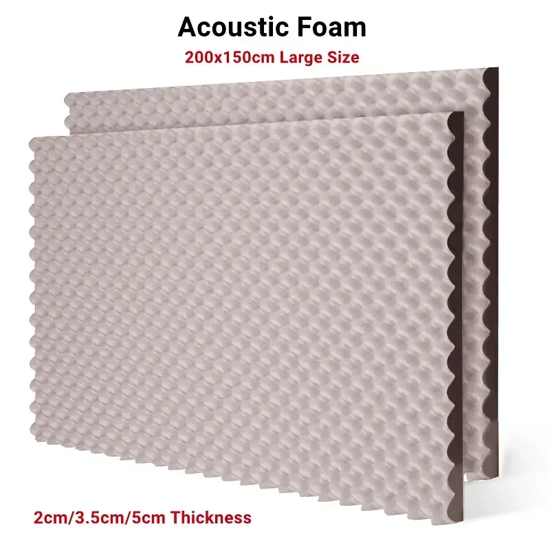Soundproof Foam 1PC 150x200cm Large Size Studio Acoustic Panels Egg Crate Sound Absorption Treatment Pad 2/3.5/5cm Thickness