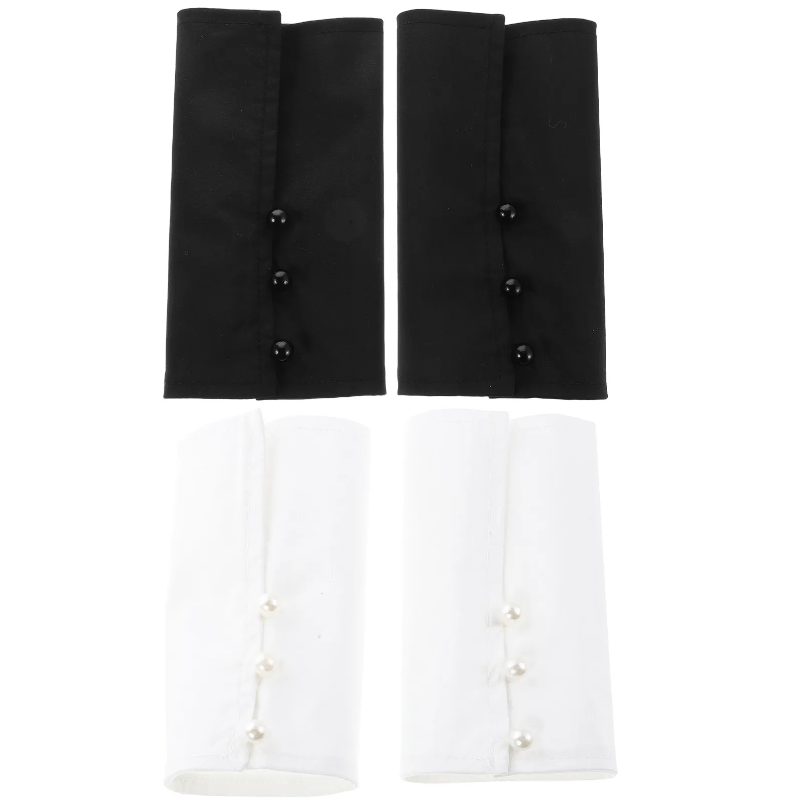 2Pairs Sleeve Cuffs Decorative Fake Shirt Cuffs Removable Puff Sleeves Business Formal Shirt Accessories White Lace Overlay Work