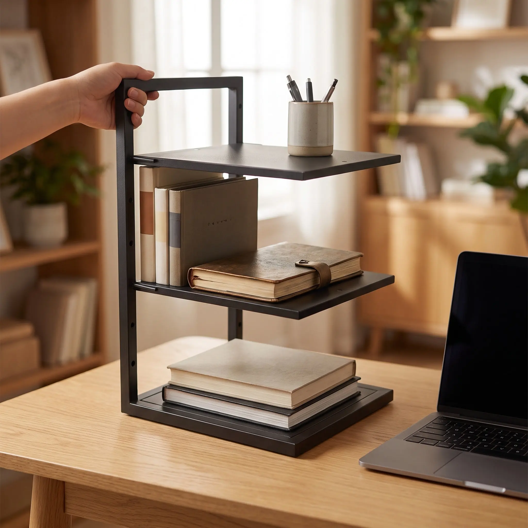Iron Desk Storage Rack Desktop Plant Stand Organizer Adjustable Shelf Organizers Book Small