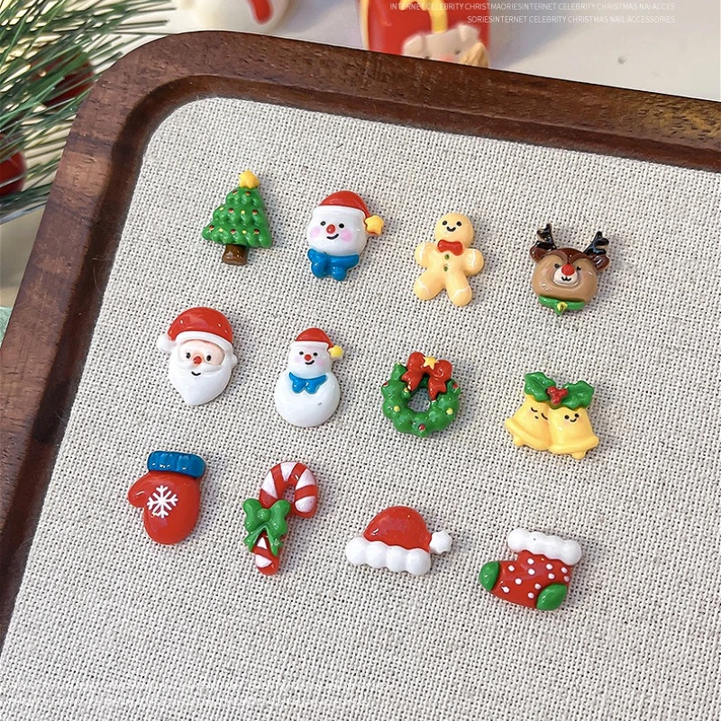 クリスマス サンタクロース ツリー 手袋 帽子 靴下 エルク ヒョウ 蝶結び 蝶 パール 雪の結晶 星 ネイルアート アクセサリー デコレーション