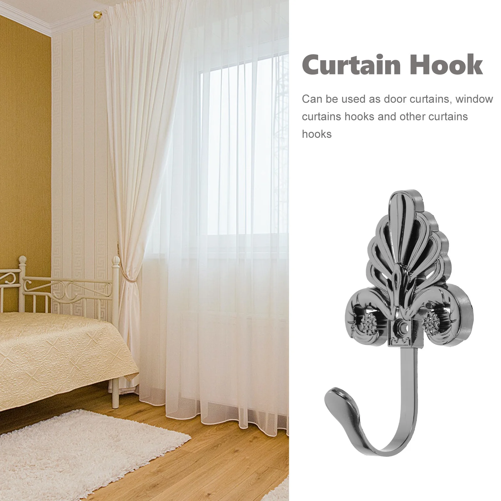 

Curtain Hook Drapery Holdbacks for Curtains Window Tieback Tiebacks Hangers Holder Metal