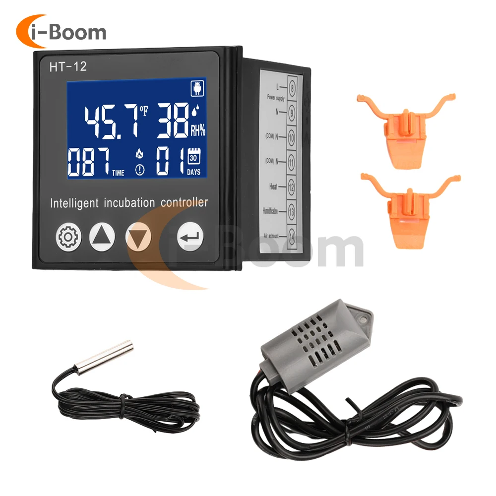 HT-12 Temperature and Humidity Controller LCD Display Intelligent Incubator Temperature Controller 30~39.5℃ 0~99%RH Adjustable