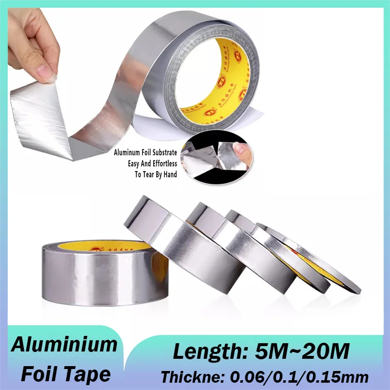 1Pcs Aluminium Foil Tape Silver Heat Resistant Leakproof Adhesives Patching Repair Self Adhesive Duct Kitchen Waterproof Sticker