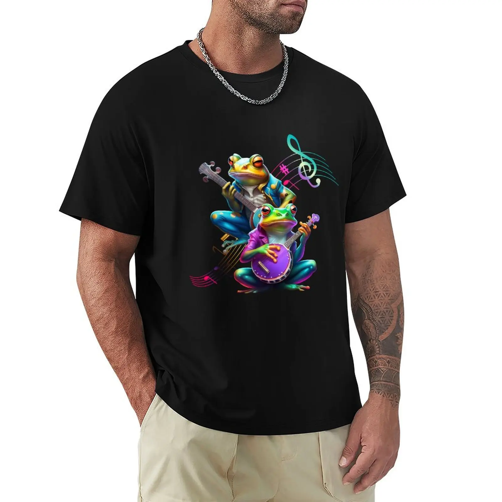 banjo 2 frog neon T-Shirt Festival Casual Short Sleeve