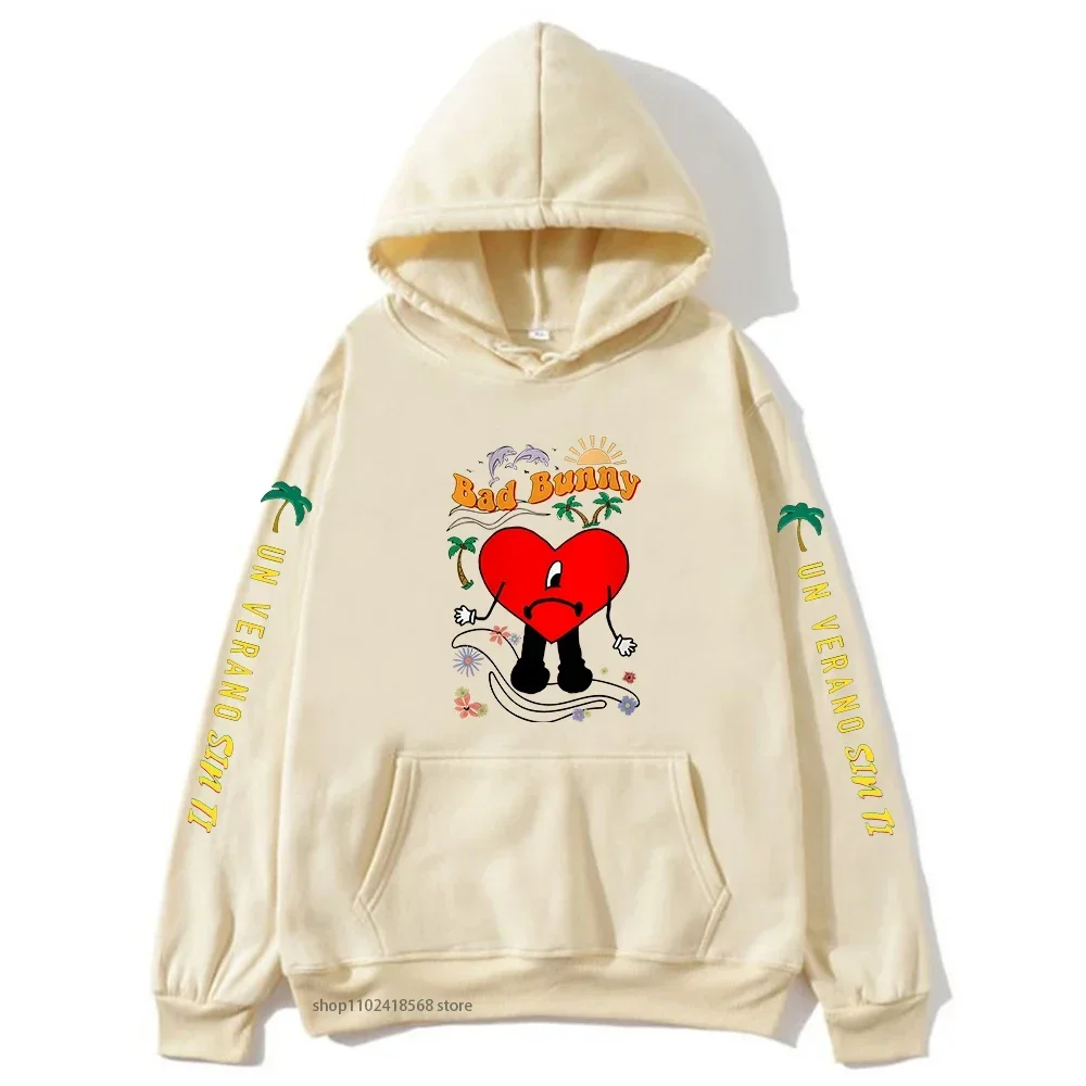 Un Verano Sin Ti هوديس الرجال سيئة الأرنب البلوز الهيب هوب موسيقى الراب عادية كبيرة الحجم Y2k ملابس الشتاء ملابس النساء الشارع الشهير