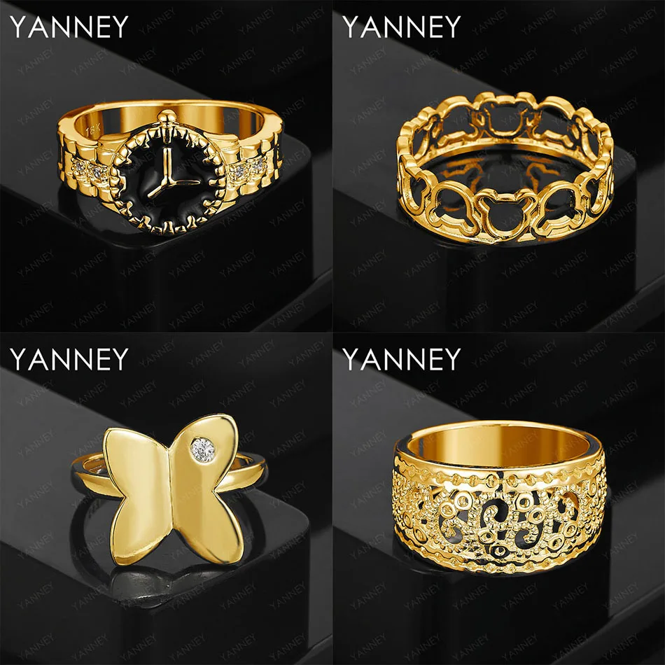 

Fashion 925 Sterling Silver Jewelry 18K Gold 8# Exquisite Butterfly Hollow Ring Women's Jewelry Accessories Gift Party