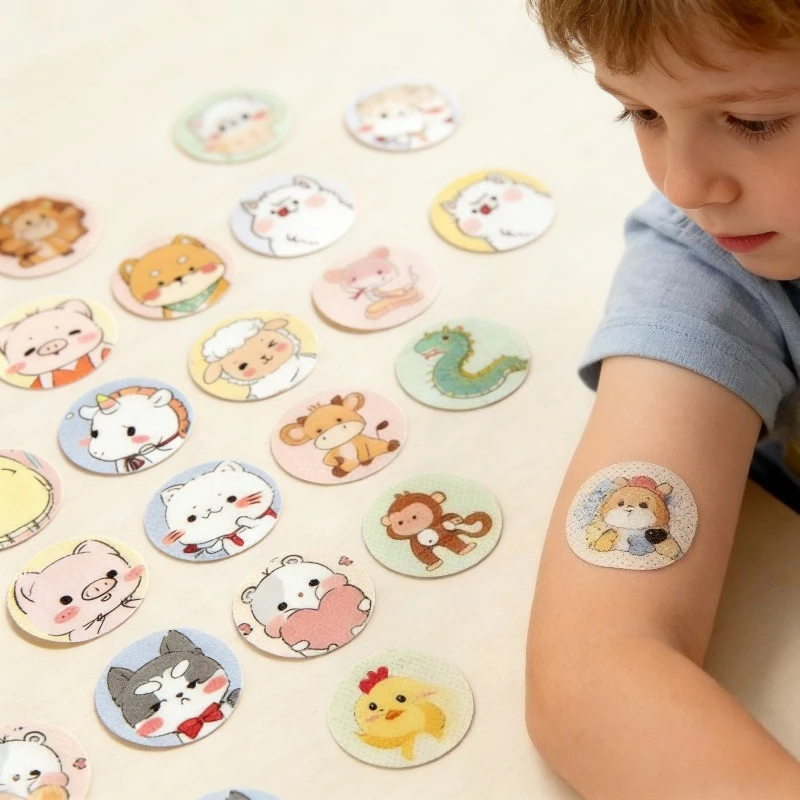 120pcs/set Cartoon Band Aid First Aid Strips Patch for Children Kids Sticking Plaster Adhesive Bandages Round Cute Woundplast