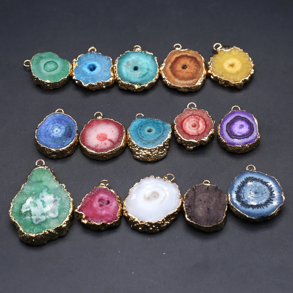 10PCS Random Color Wholesale Natural Crystal Cluster Pendant Jewelry Making DIY Necklace Earrings Accessories Gift 22x22mm