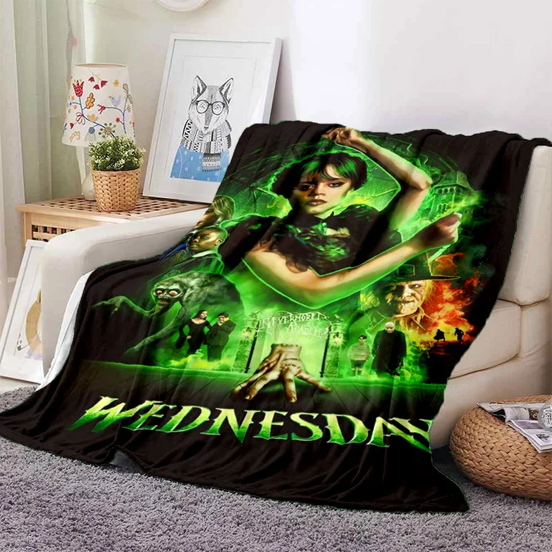 W-Wednesday آدامز الرعب الخيال فيلم بطانية لينة ودافئة للتخصيص أريكة مكتب قيلولة تكييف الهواء بطانية
