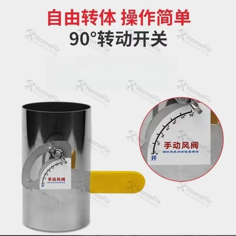 304 Stainless Steel Manual Round Duct Butterfly Damper 20-57mm Air Volume Control Regulating Valve