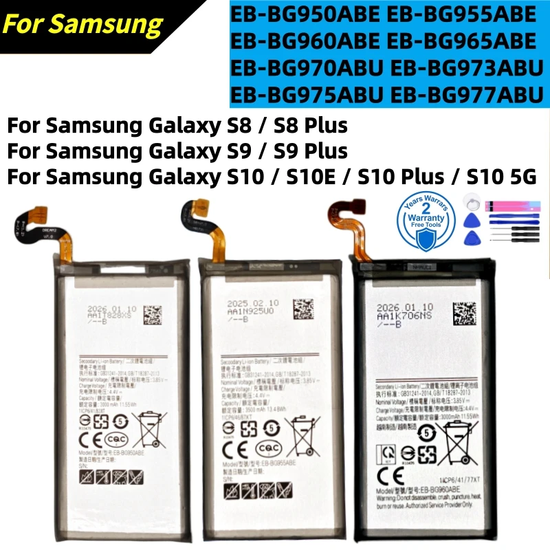 Nueva batería de litio para Samsung Galaxy S8/S8 Plus/S9/S9 Plus/S10/S10e/S10 Plus/S10 5G SM-G950/955/960/965/970/973/975/977
