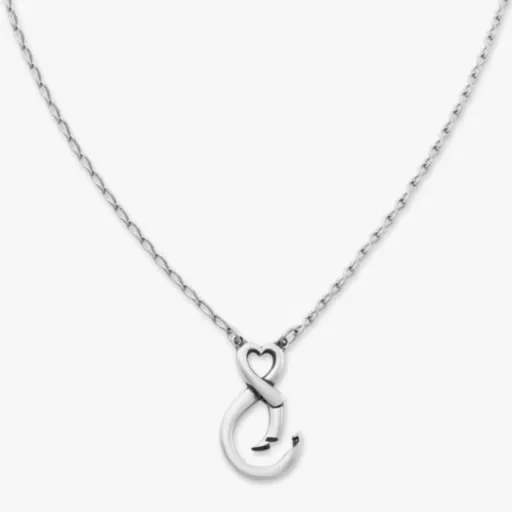 JA Sterling Silver Endless Love Infinity Necklace Heart Charm Holder Changeable Pendant Necklace for Women