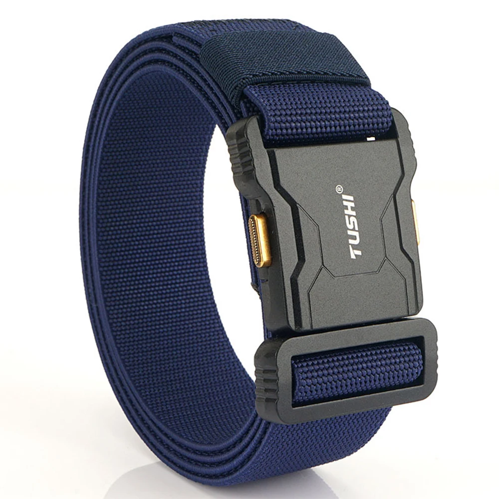 XUHU Genuine Tactical Belt Aluminum Alloy Buckle Quick Release Elastic Belt Casual Workwear Training Belt Men's Pants Belt